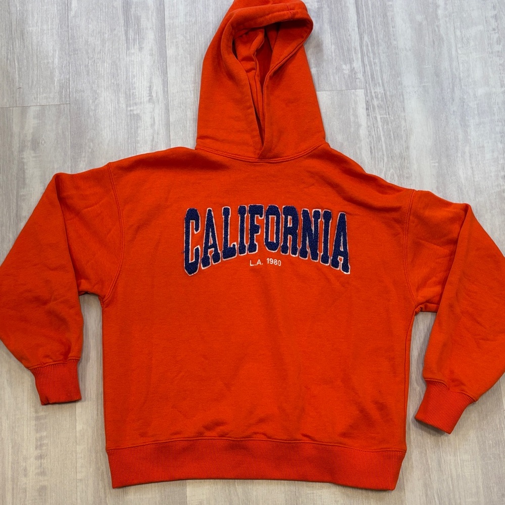 Zara California Bold Orange Hoodie Size 13-14